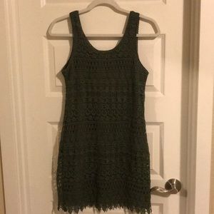 Olive green lace mini dress!